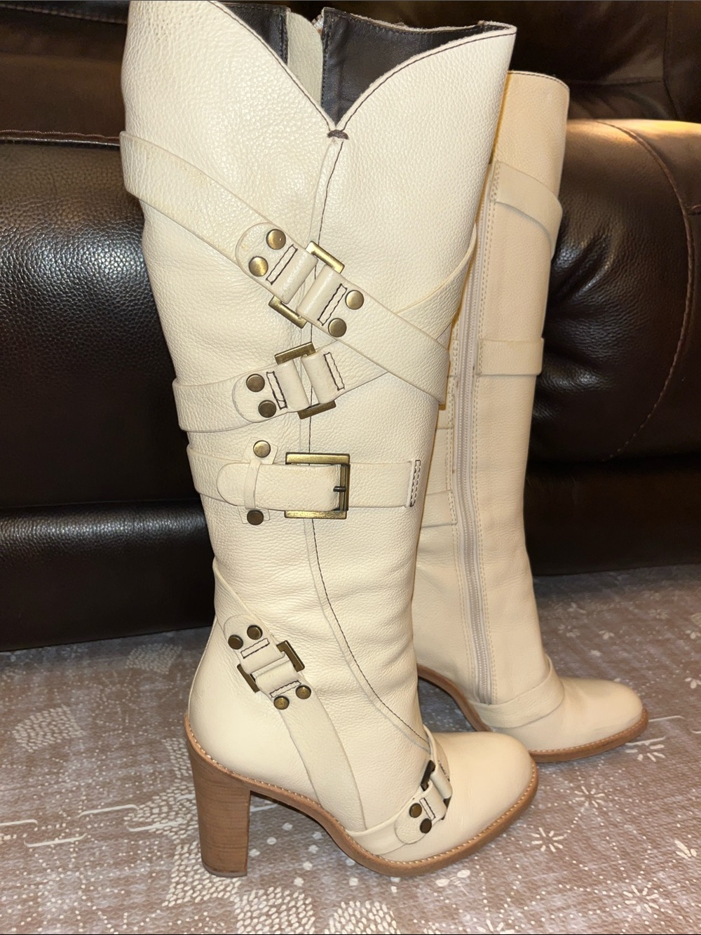 BCBG Max Azria Tavis Leather Knee-High Boots Black Size 6.5 - Great Condition